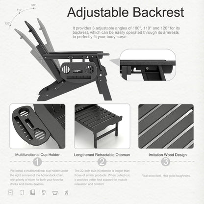 Folding Adjustable Pull Out Adirondack Chair